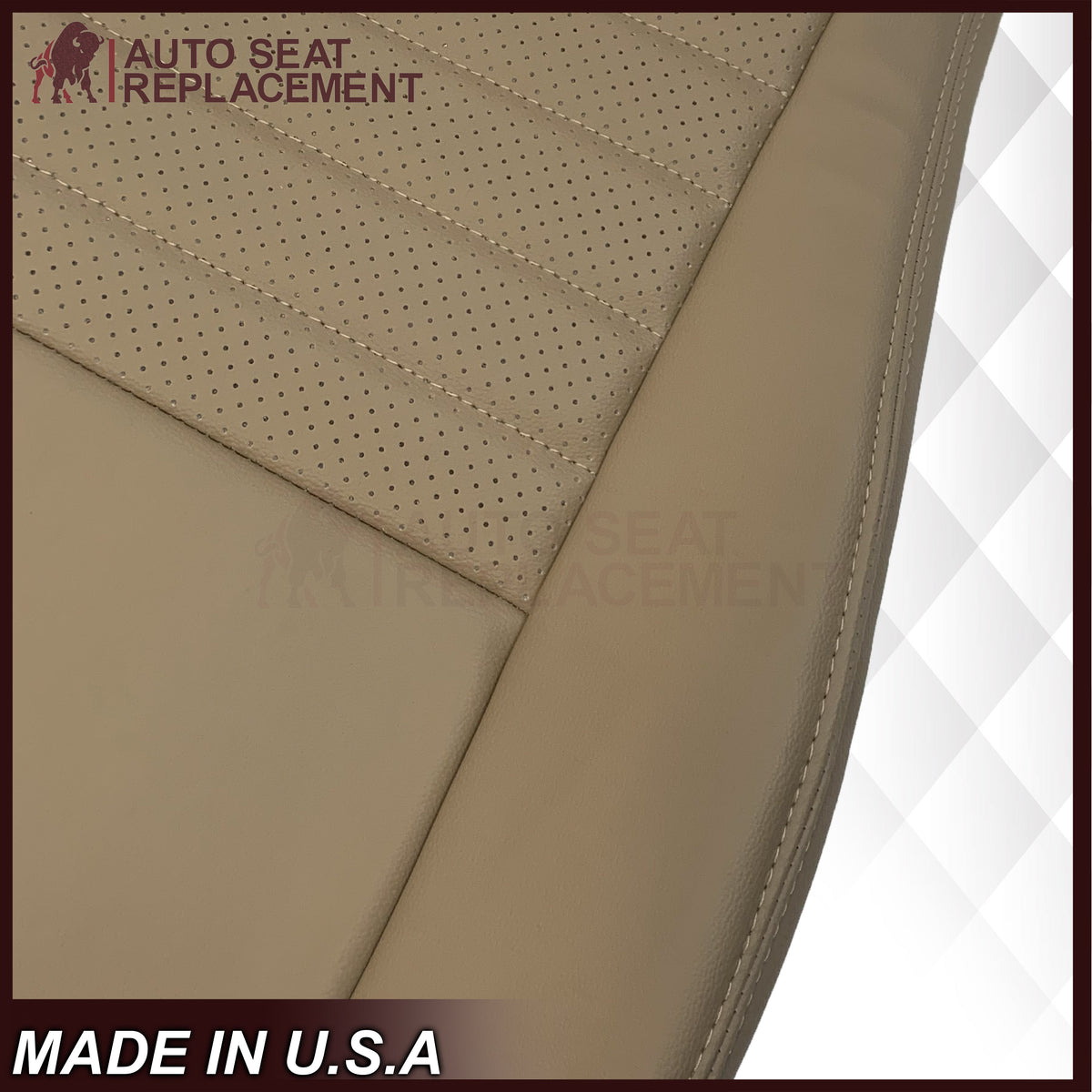 1999-2004 Ford Mustang GT V8 Replacement Cowhide Leather OR Synthetic Leather Seat Cover: Tan, Perforated