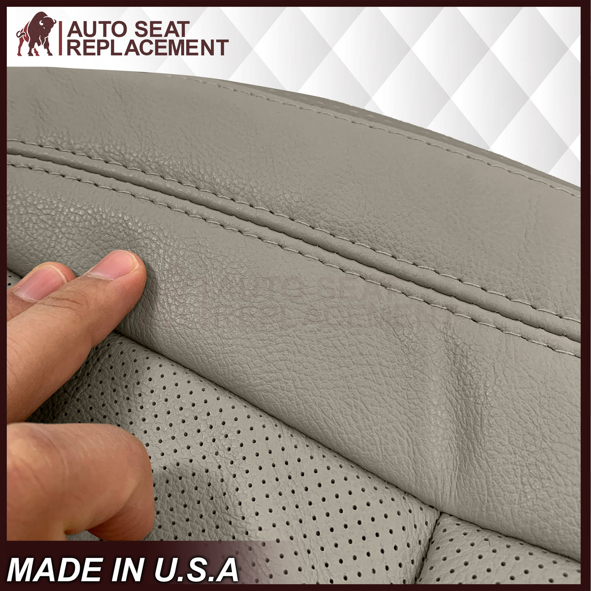 2016-2019 Ford Explorer Limited Replacement Leather or Synthetic Leather Seat Cover:  Light Gray Perforated
