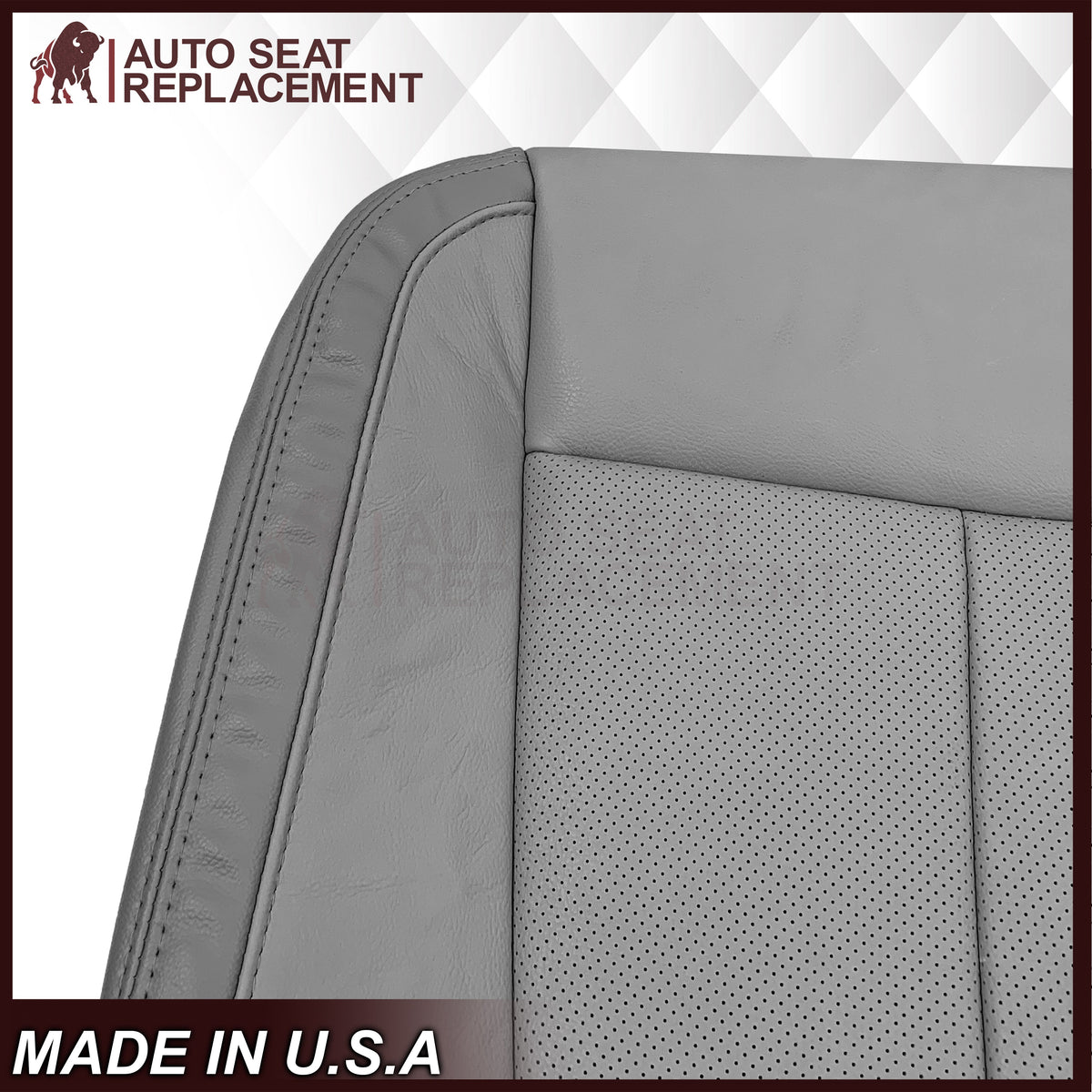 2018-2020 Ford F-150 Lariat Replacement Cowhide Leather or Synthetic Leather Seat Cover: Gray, Perforated