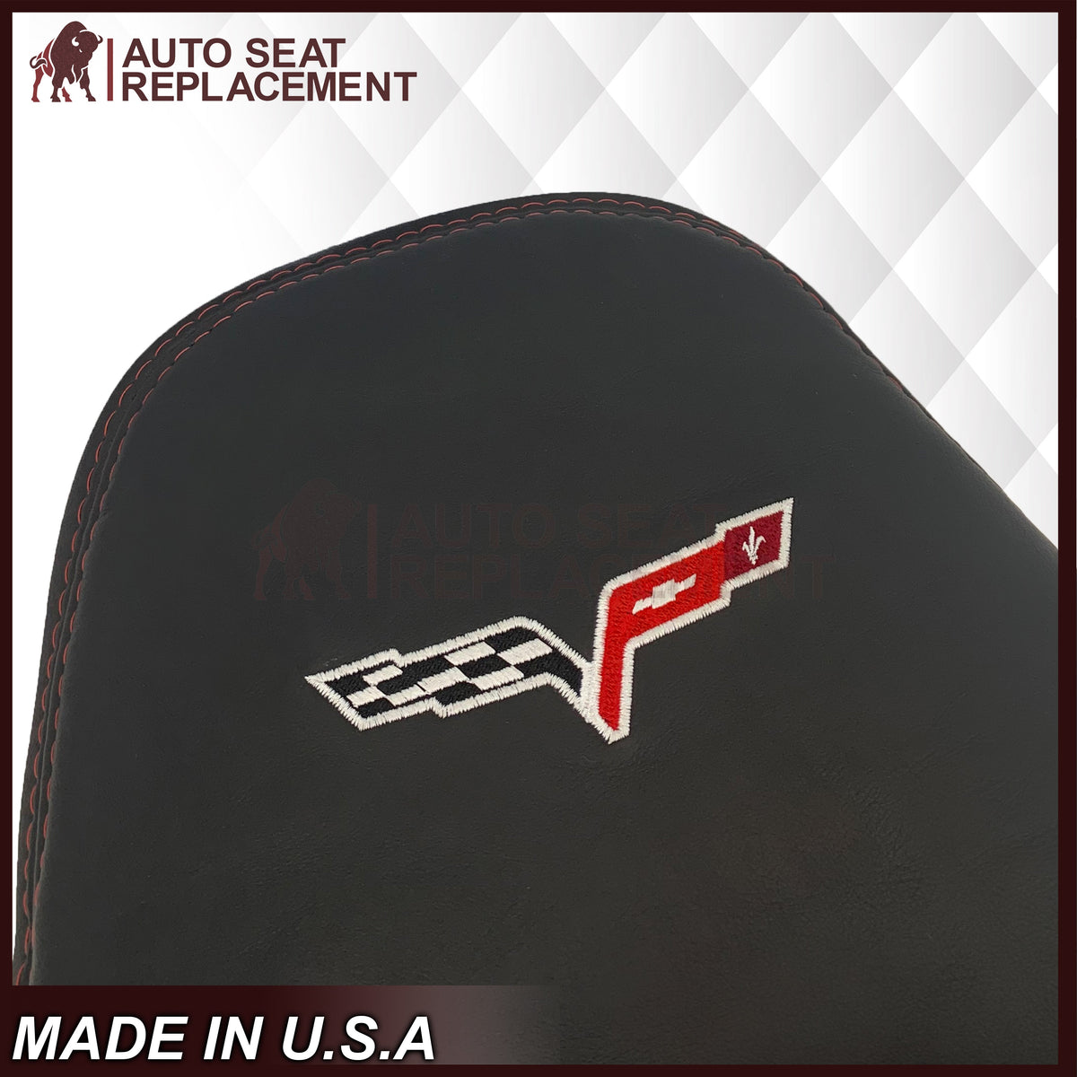 2005 - 2007 Corvette C6 Replacement Seat Cover: C6 2-tone black and Cobalt Red Perforated
