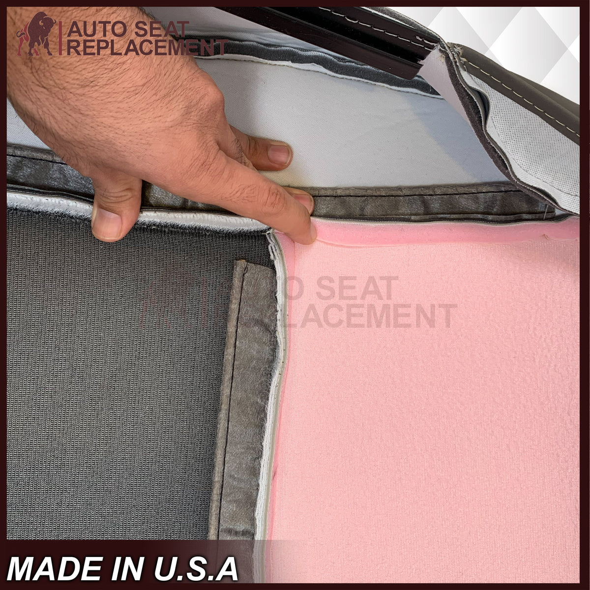 2008-2010 Jeep Grand Cherokee  Front Bottom Synthetic Leather Seat Cover 2 Tone Tan (Dk Khaki/Lt Graystone)