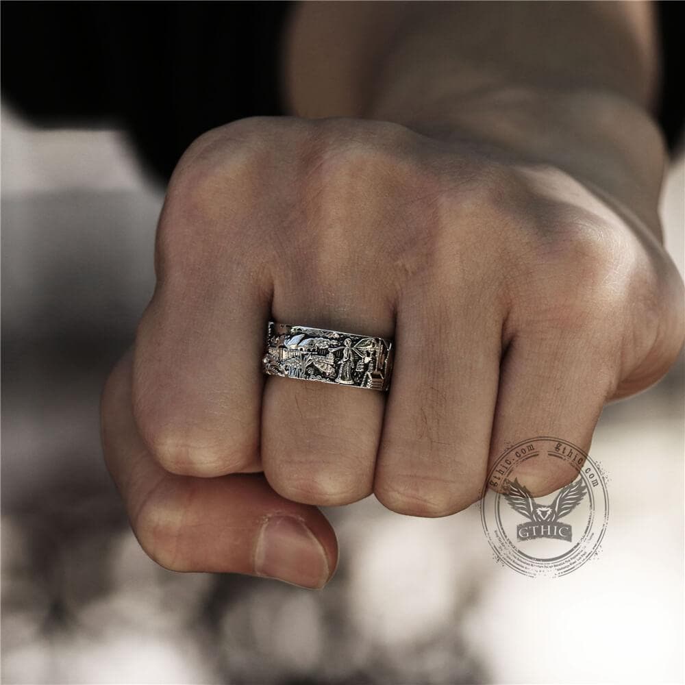 Detailed Pastoral Patterns Alloy Embossed Ring