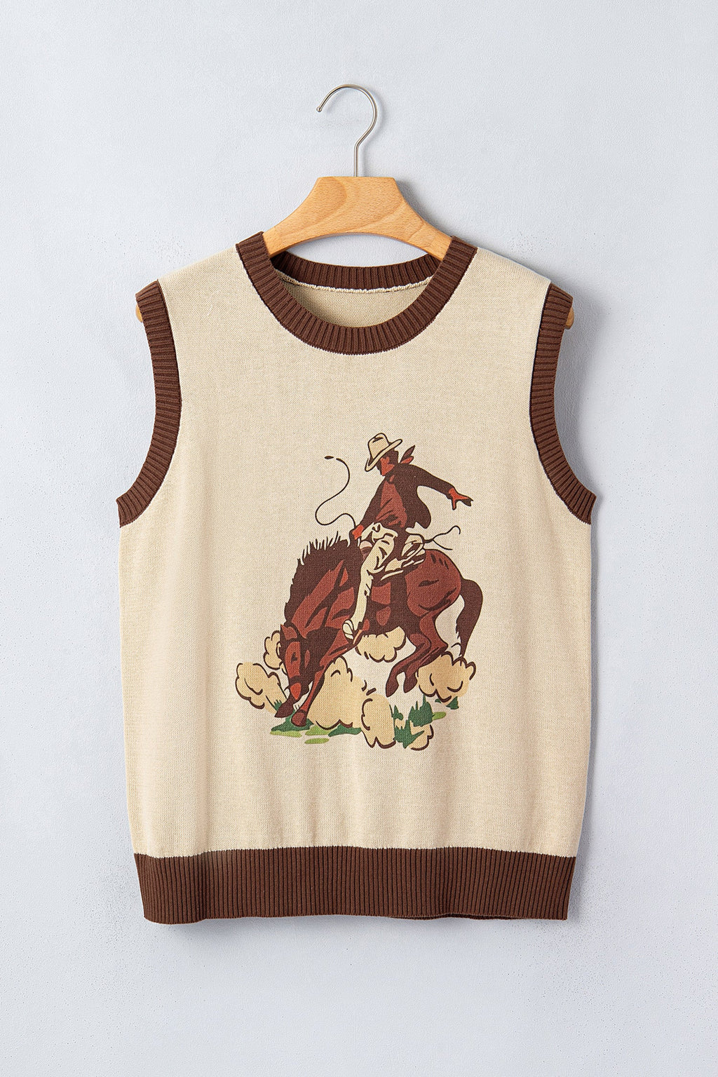 Western Colorblock Sleeveless Knit Vest