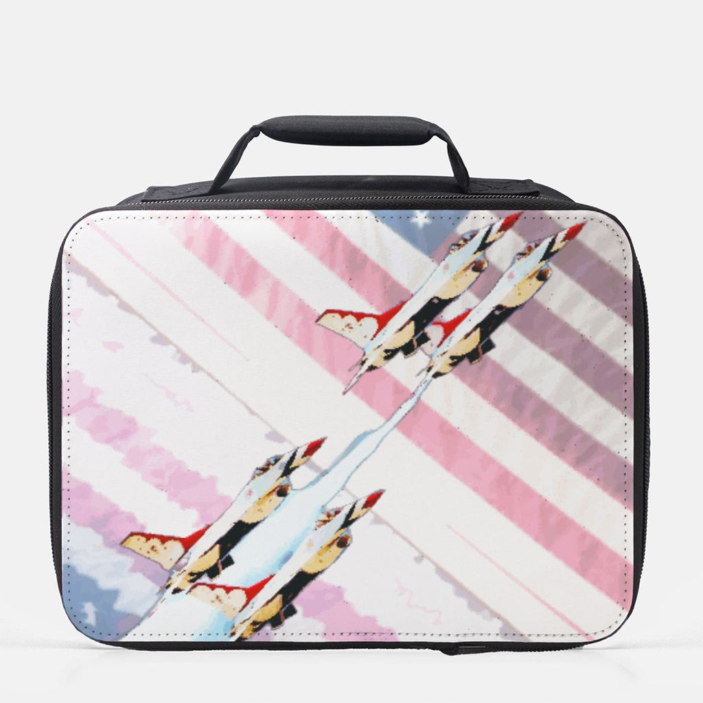 US Fighter Jets on American Flag Insulated Lunch Box