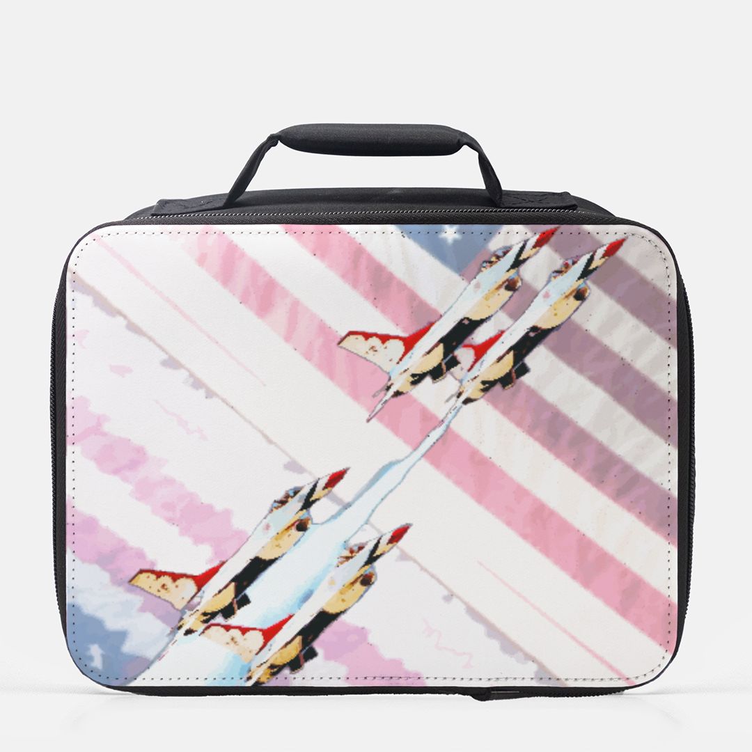 US Fighter Jets on American Flag Insulated Lunch Box