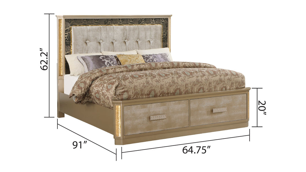 Medusa Queen 5PC Bedroom set Made with Wood in Gold (NJ Inventory)