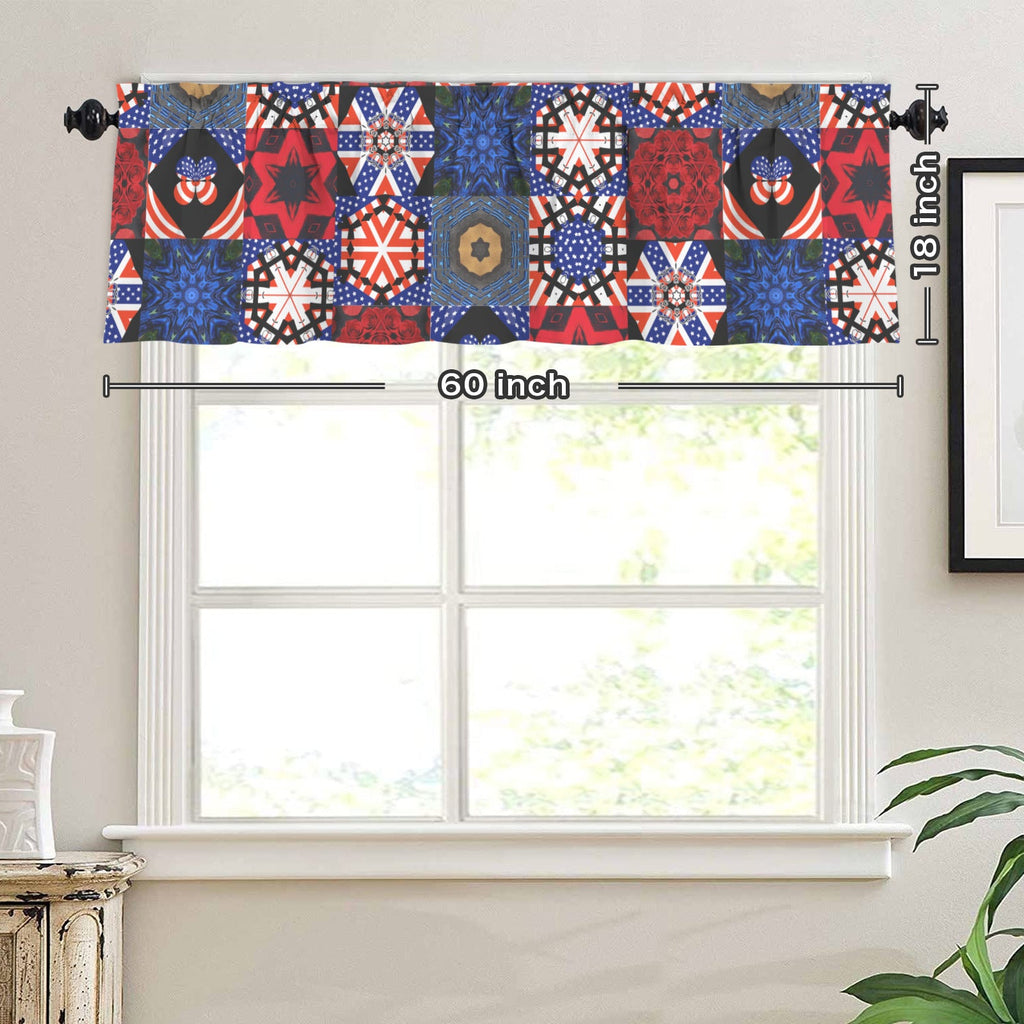 4th of July Pattern Short Window Valance Curtain 60" x 18"（Made in USA）