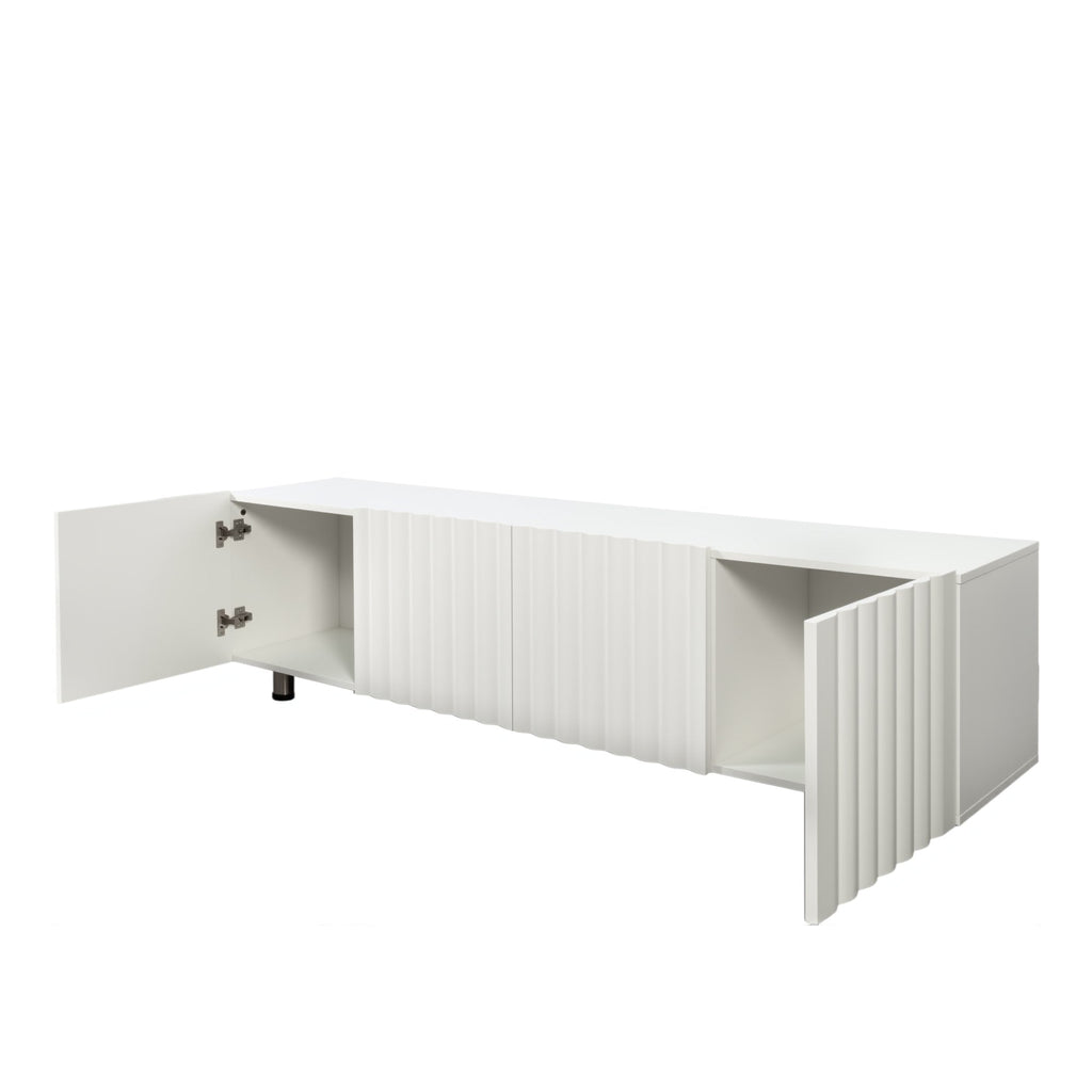 TV Stand for 65+ Inch TV, Modern TV Stand for Living Room, Entertainment Center with Storage & 2 Drawers, TV Media Console Cabinet for Bedroom, White