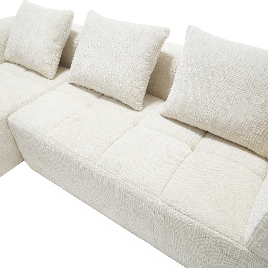 UNITED WE WIN 98.42-inch modular sectional sofa, modern modular L-shaped sofa with chaise longue, equipped with small side pockets and free of compression during installation.