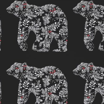 Black Chinoiserie Christmas Polar Bear Pashmina Scarf