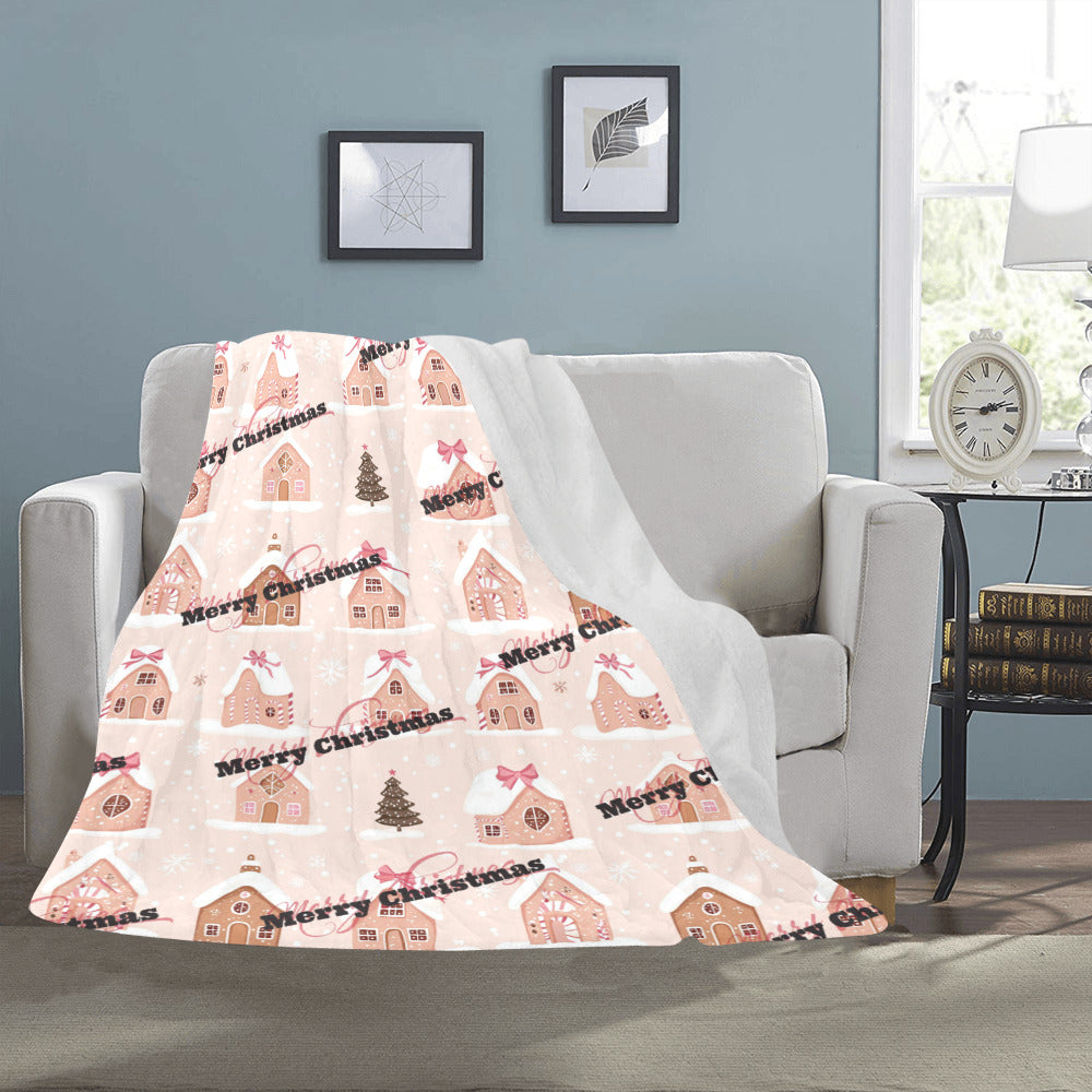 Merry Christmas Little Pink Houses Ultra-Soft Micro Fleece Blanket (Made in USA)