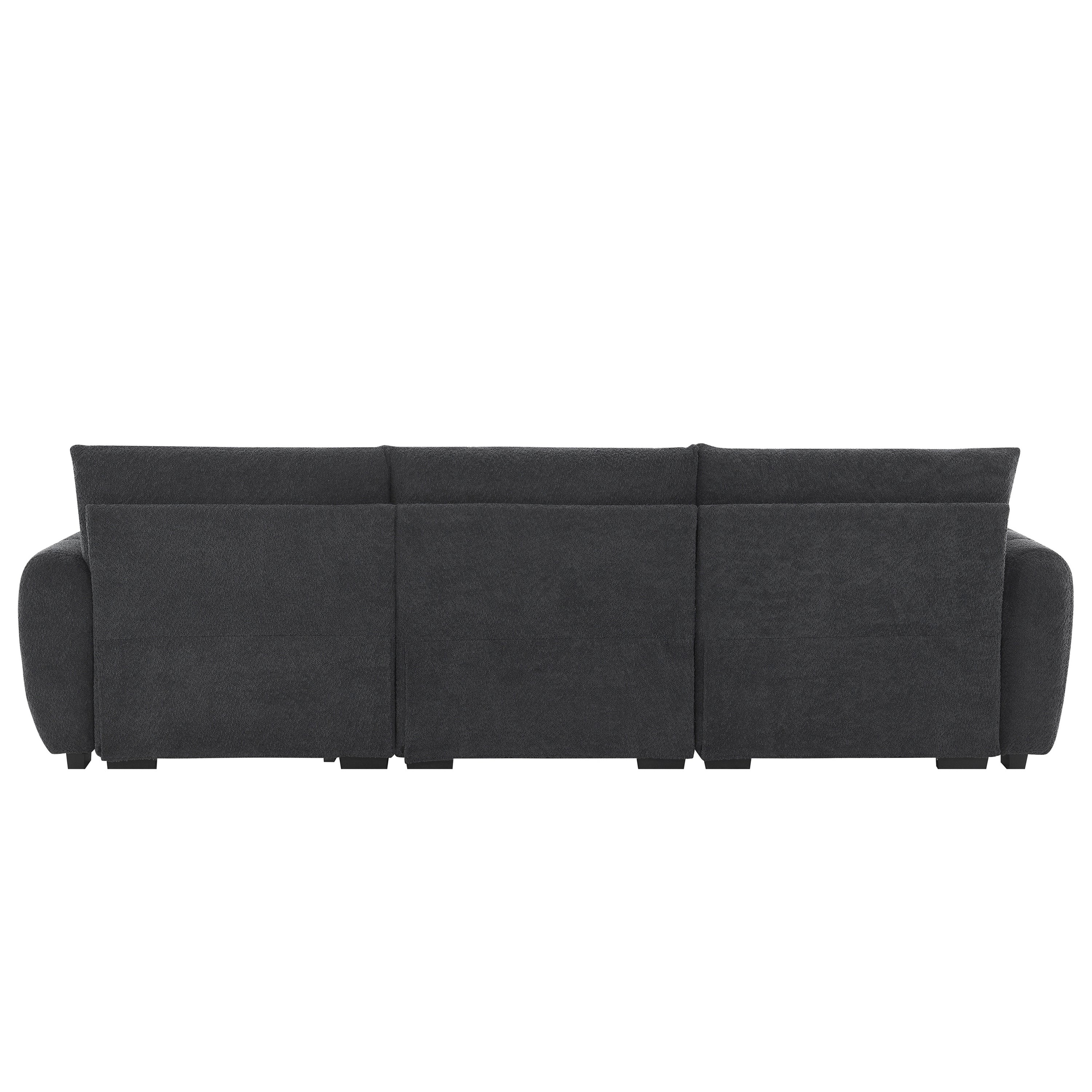 [VIDEO] 110' Modular Sectional Sofa, L Shape with Extra-large Seat, Pull-line Design, Movable Ottoman, High Density Foam, Free Combination, Sturdy Metal&Wood Frame, Boucle Fabric, 3 Colors