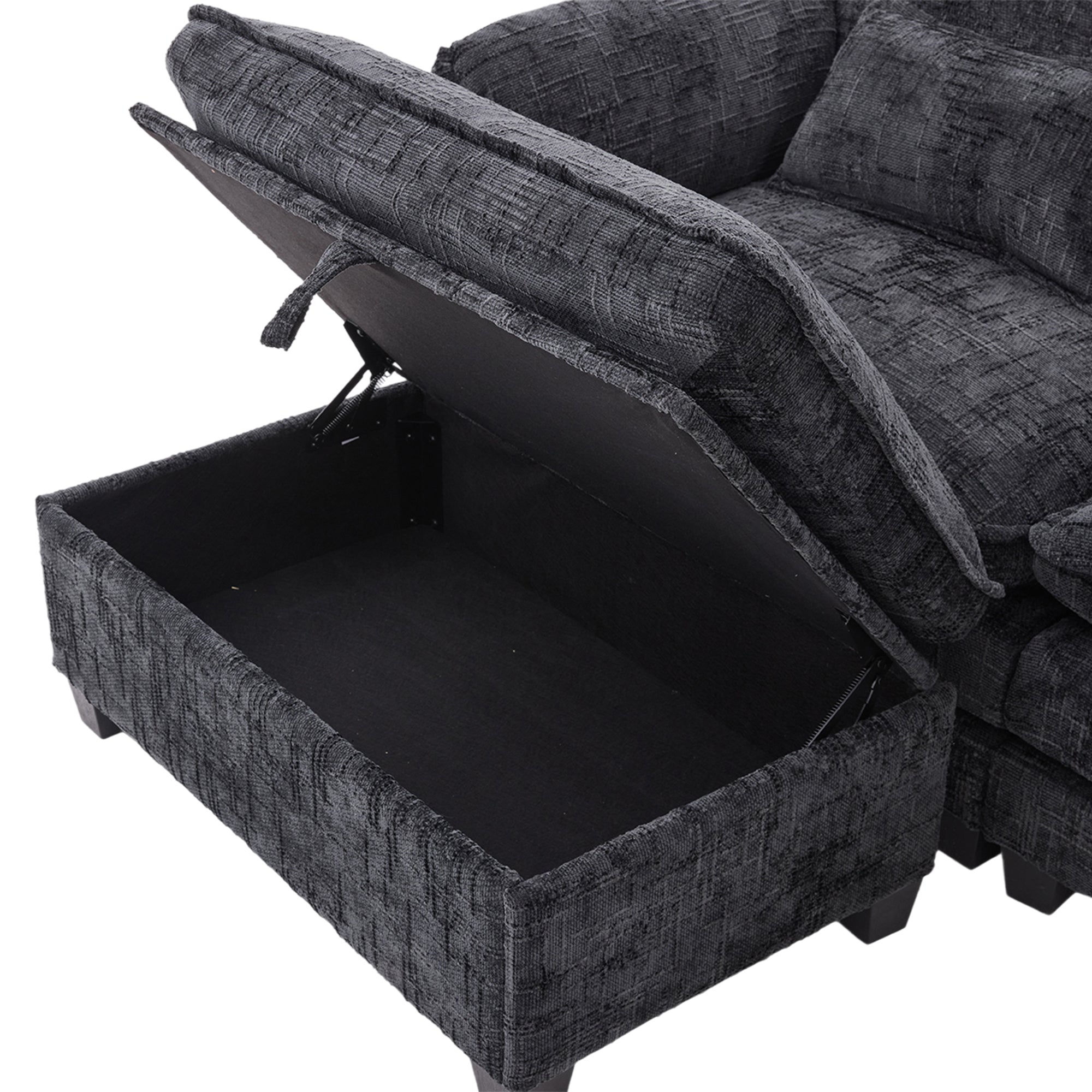 UNITED WE WIN 112' Oversized Sectional Sofa Cloud Couch for Living Room, Modern Chenille L Shaped Couch, Comfy Boucle Modular Sofa Sleeper with Movable Storage Ottoman, Phone Holder, USB Charging Port