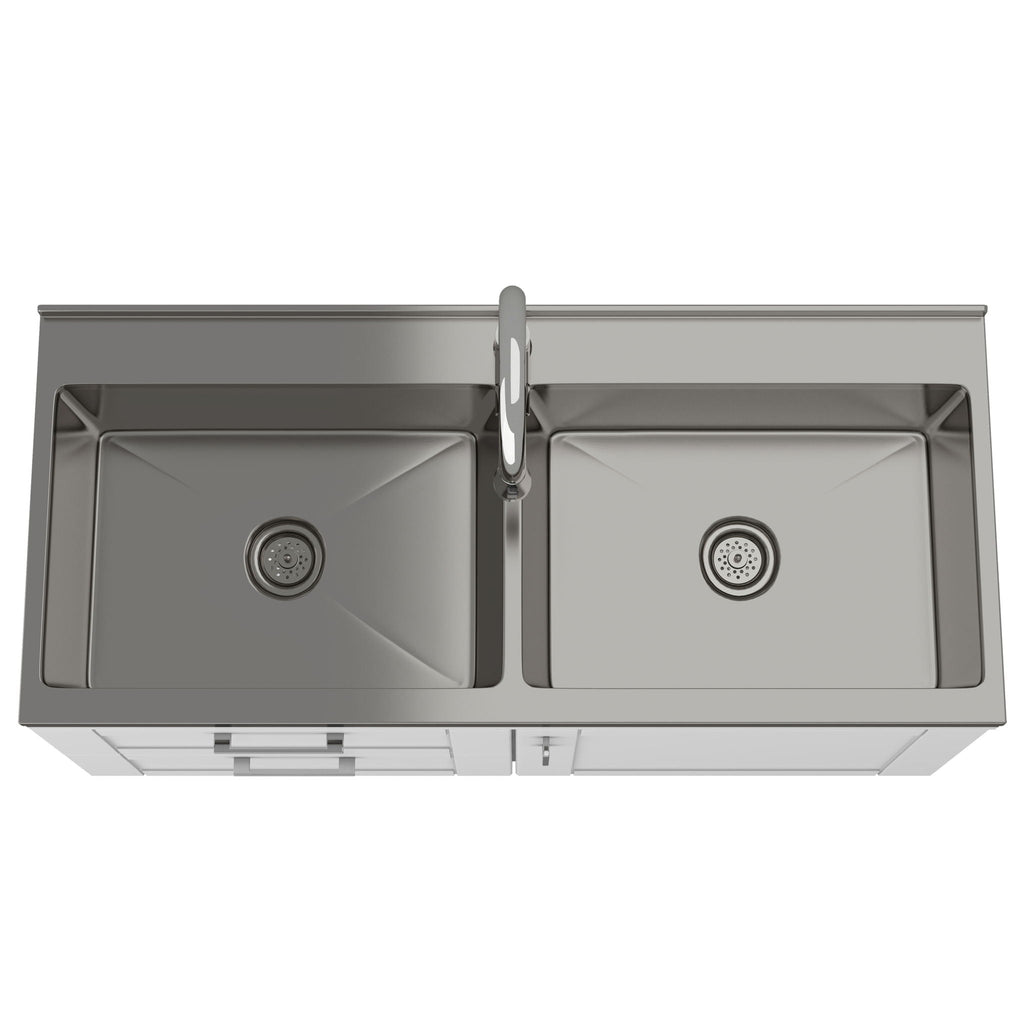 Shaker - Modern Wide Laundry Cabinet With Faucet And Sink - White