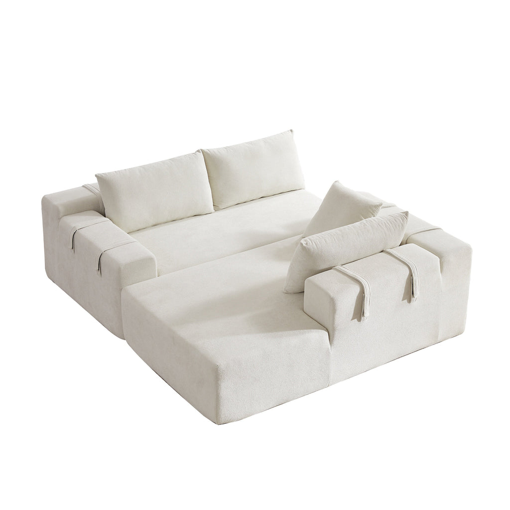 Modern Chenille Upholstered Sectional Sofa Couch Set,Modular 108' L Shaped Sectional Living Room Sofa Set With 6 Pillows,Free Combination Sofa Couch for Living Room,Bedroom