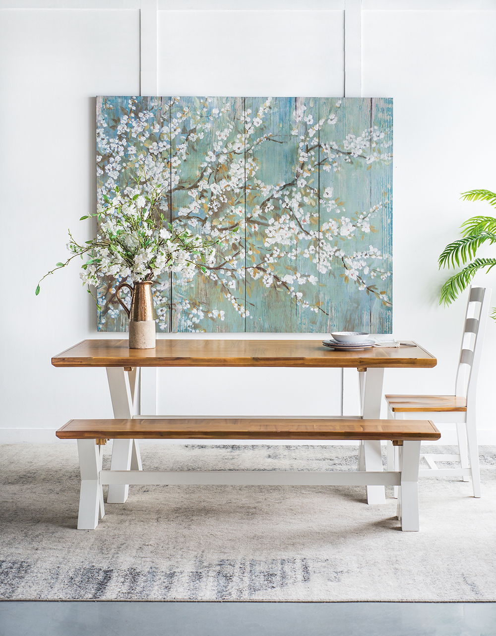 Saison Cherry Blossom Canvas Print, Wall Decor For Living Room (Set of 4) - Multicolor