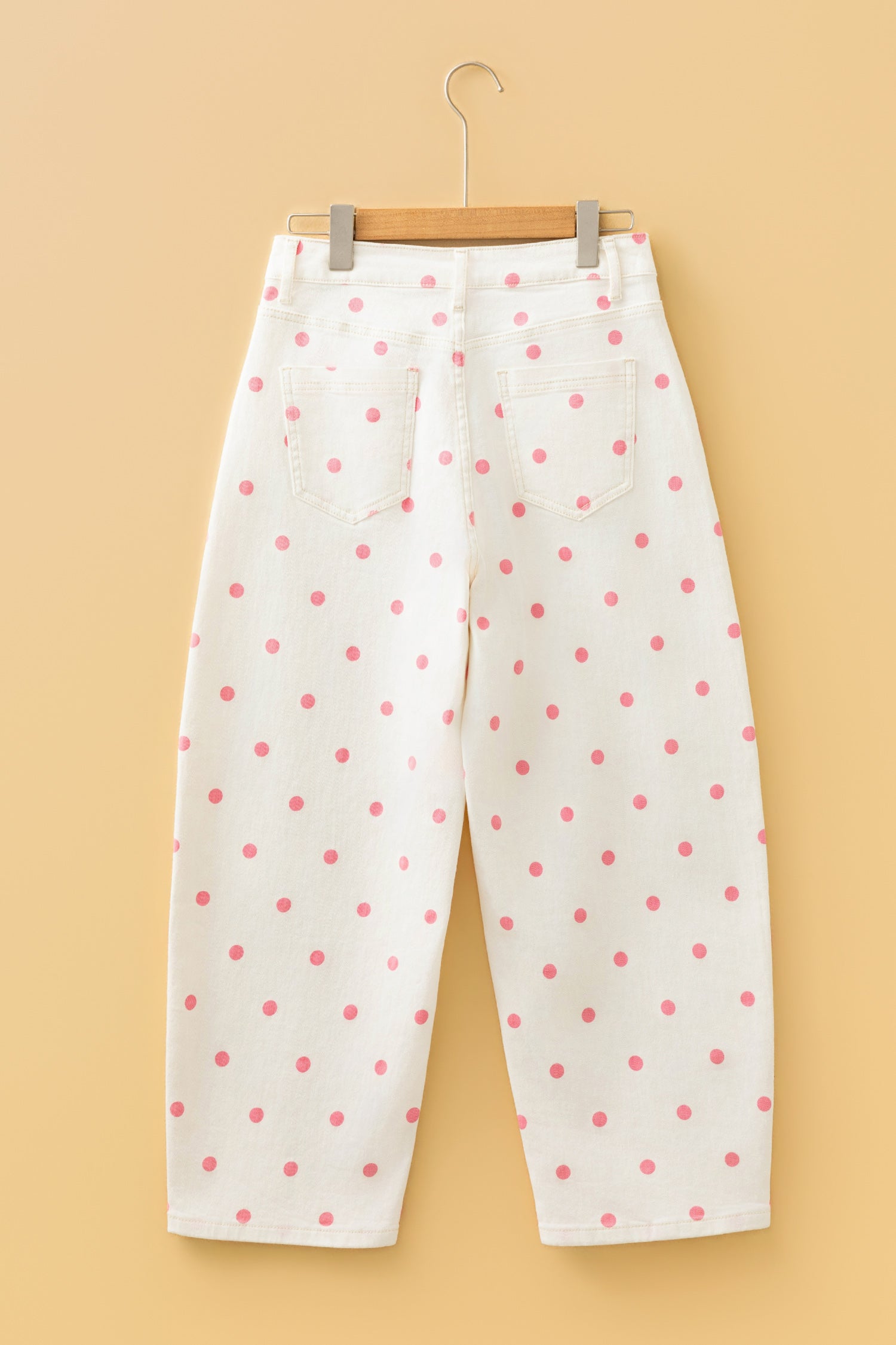 Polka Dot Tailored Seam Ankle Length Jeans