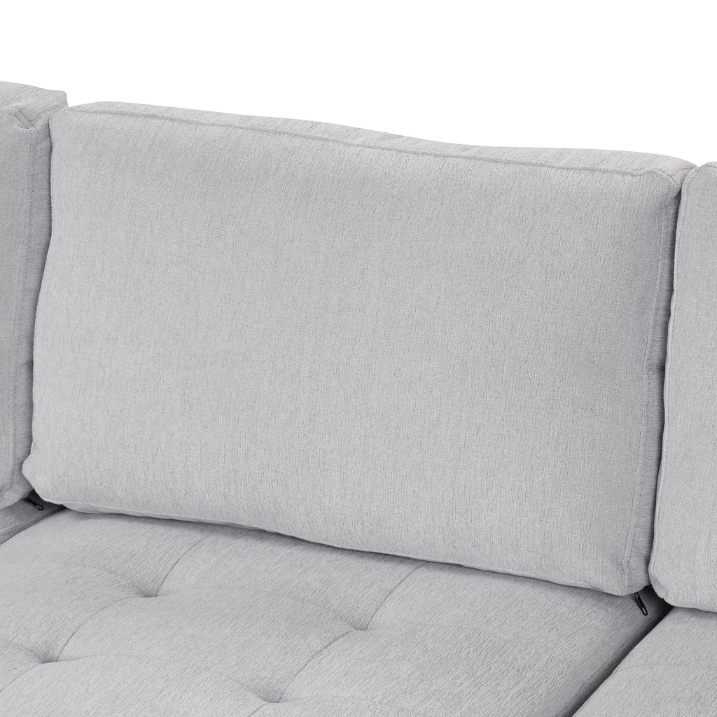 U_Style Sectional Sleeper Sofa with Pull-out Bed and Lounge Chair, USB and Type-C Interfaces, Suitable for Living Room, Office, and Spacious Spaces