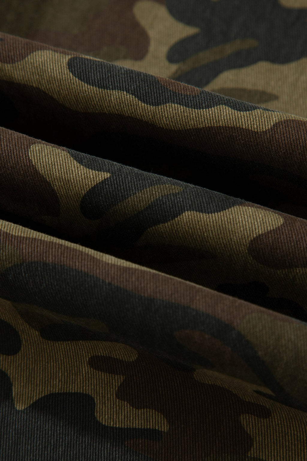 Camo Retro Grommet Tie Waist Loose Jeans