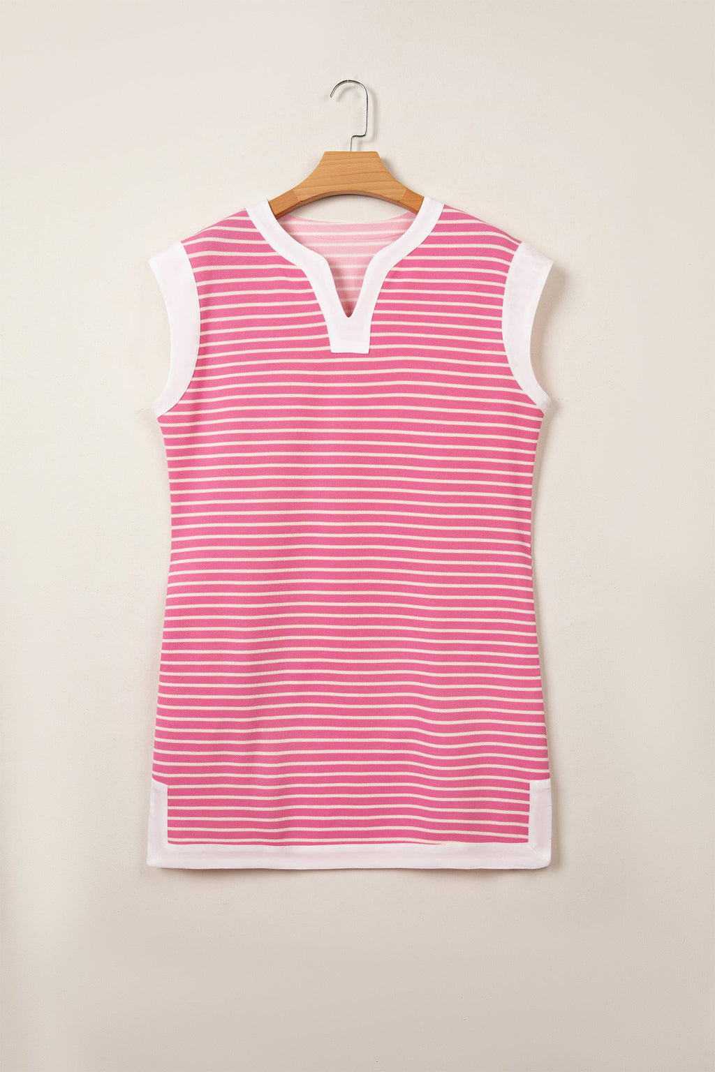 Stripe Colorblock Notched Neck Sleeveless Mini Dress