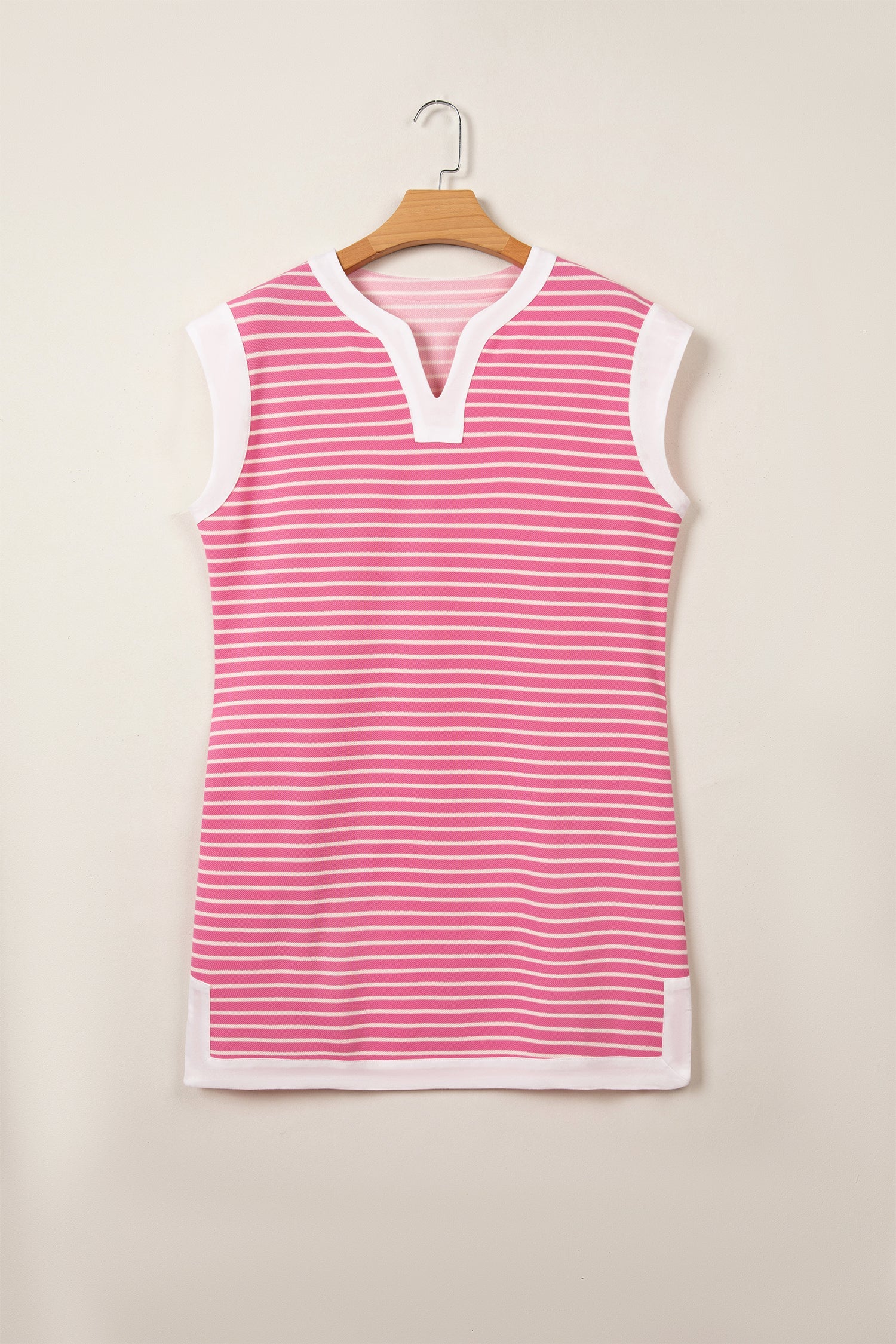 Stripe Colorblock Notched Neck Sleeveless Mini Dress