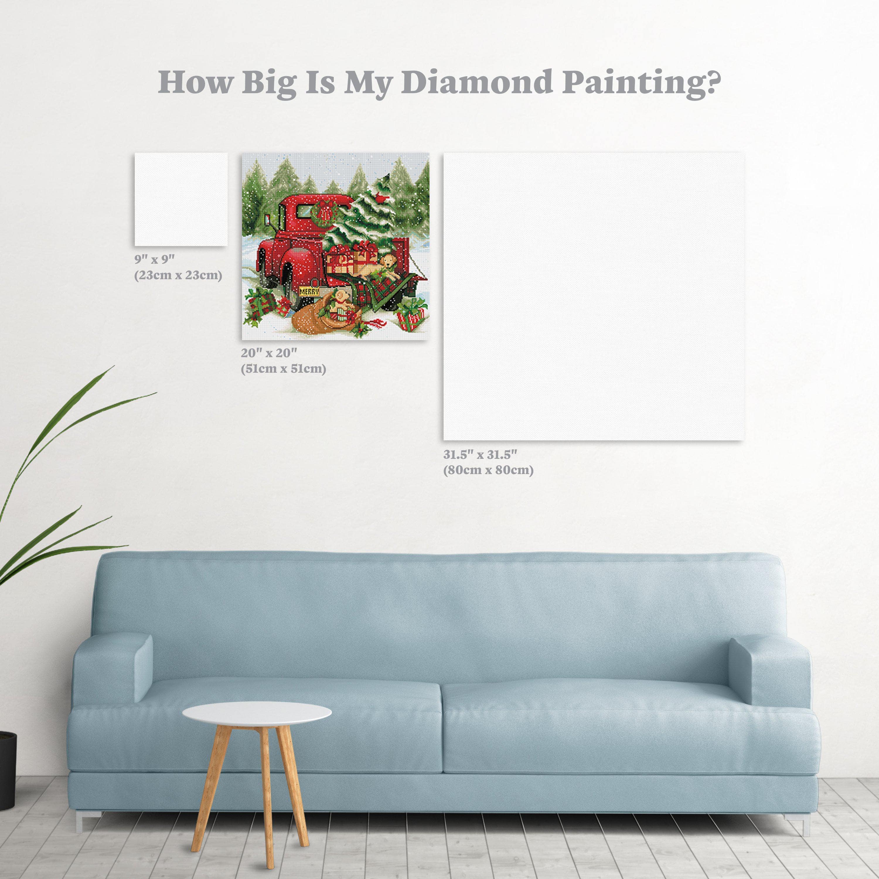 Christmas Delivery Diamond Art Kit – Square Drill Red Truck Scene by Diamond Art Club