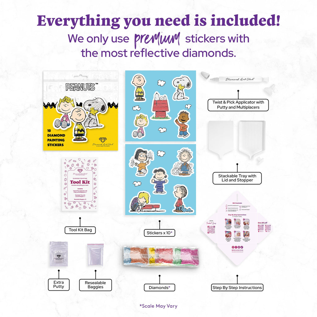 Diamond Art Club – Peanuts™ Diamond Painting Stickers (10-Pack)