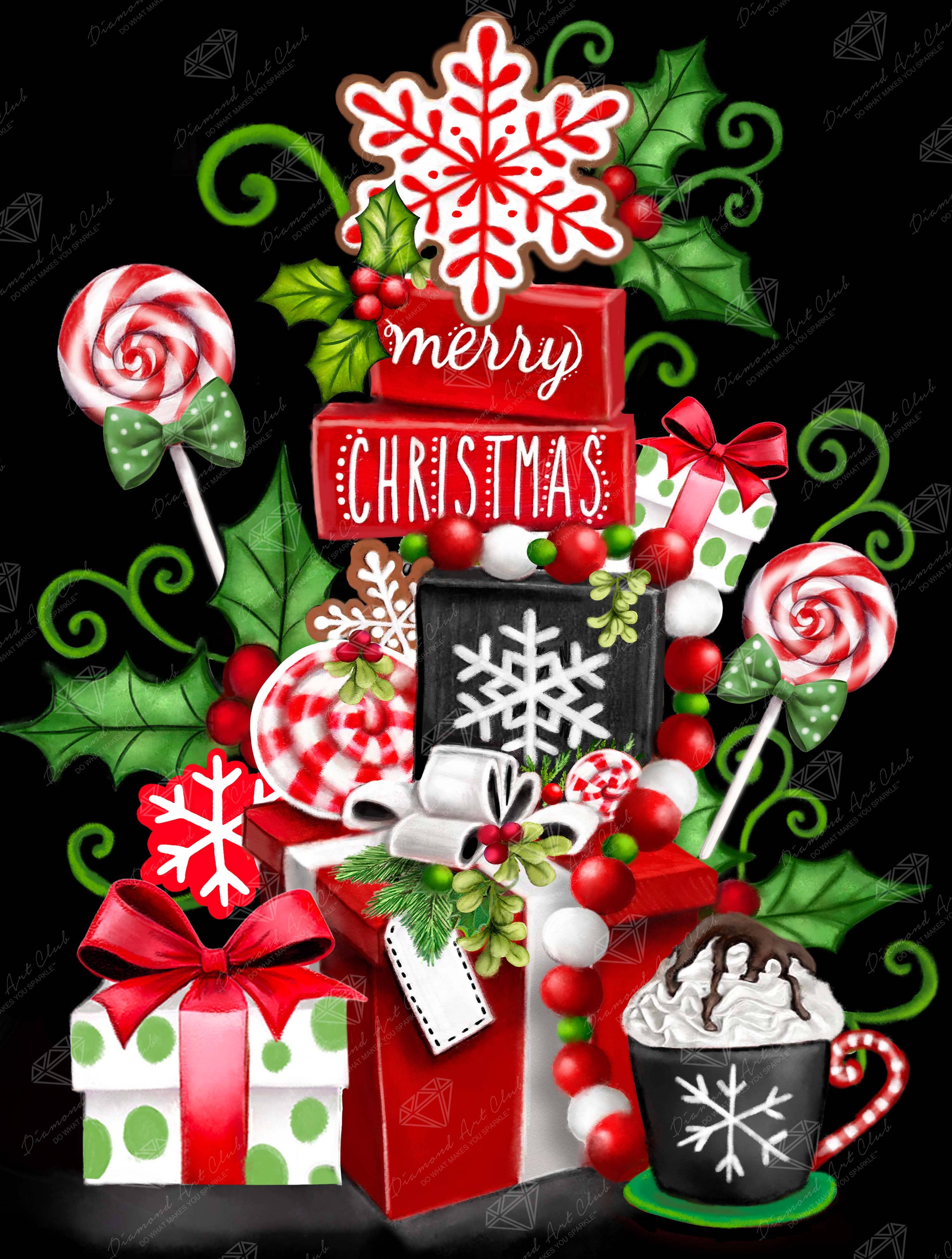 Peppermint Christmas Stack Diamond Art Kit – Round Drill Holiday Treats by Diamond Art Club