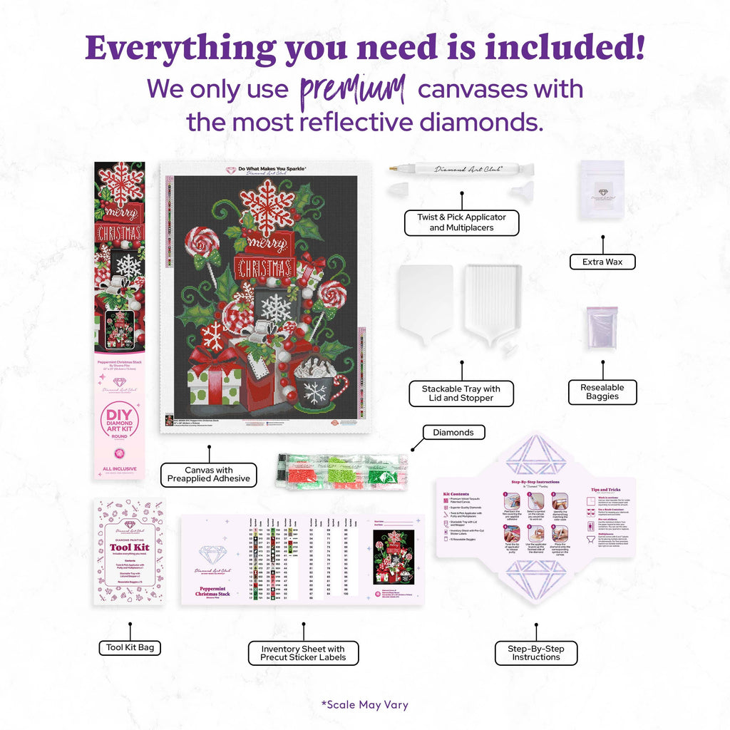 Peppermint Christmas Stack Diamond Art Kit – Round Drill Holiday Treats by Diamond Art Club