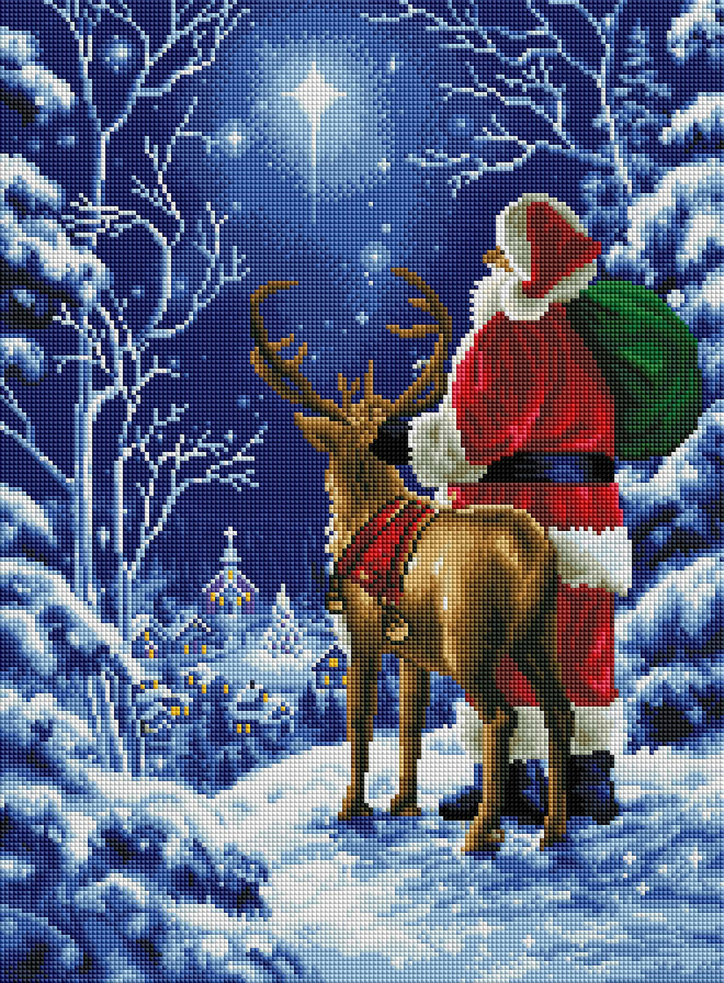Starry Night Santa Diamond Art Kit – Square Drill Winter Scene by Diamond Art Club