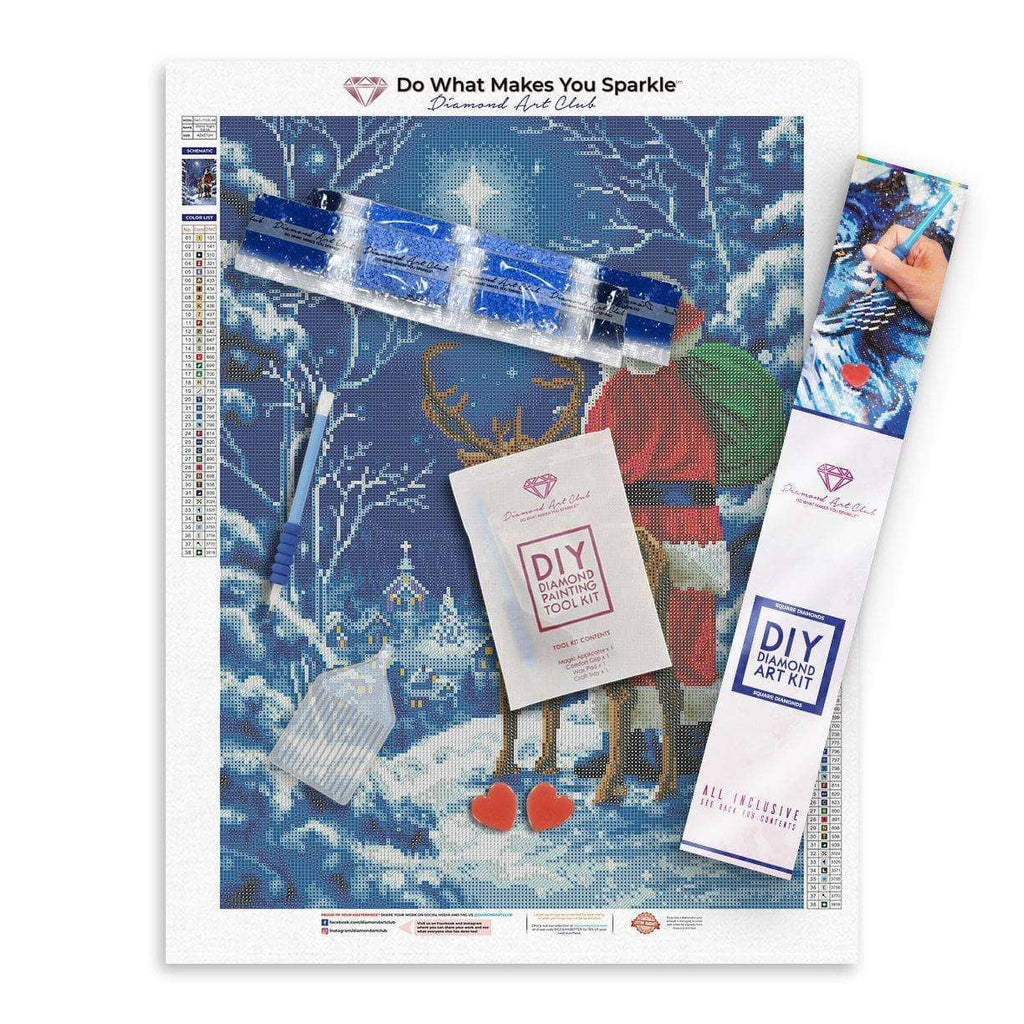 Starry Night Santa Diamond Art Kit – Square Drill Winter Scene by Diamond Art Club