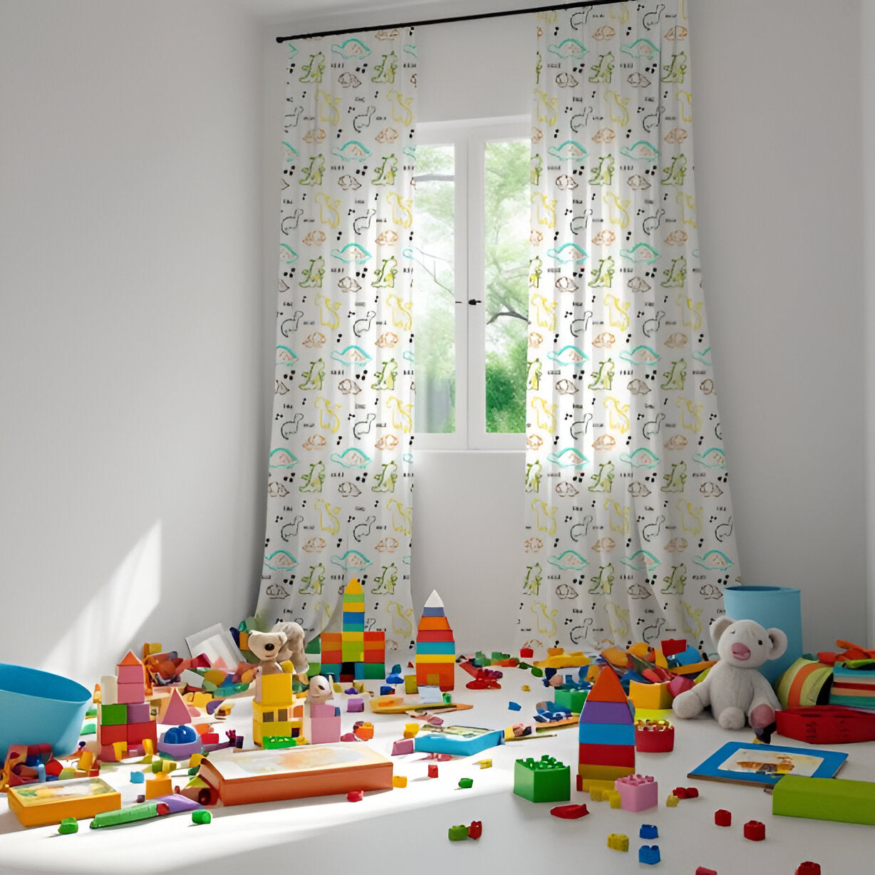 Dinos Themed Baby Room Curtain