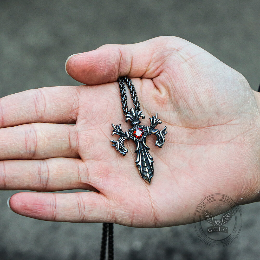 Double Dragon Cross Stainless Steel Pendant