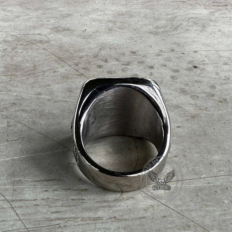 Vintage Grim Reaper Skull Stainless Steel Square Ring