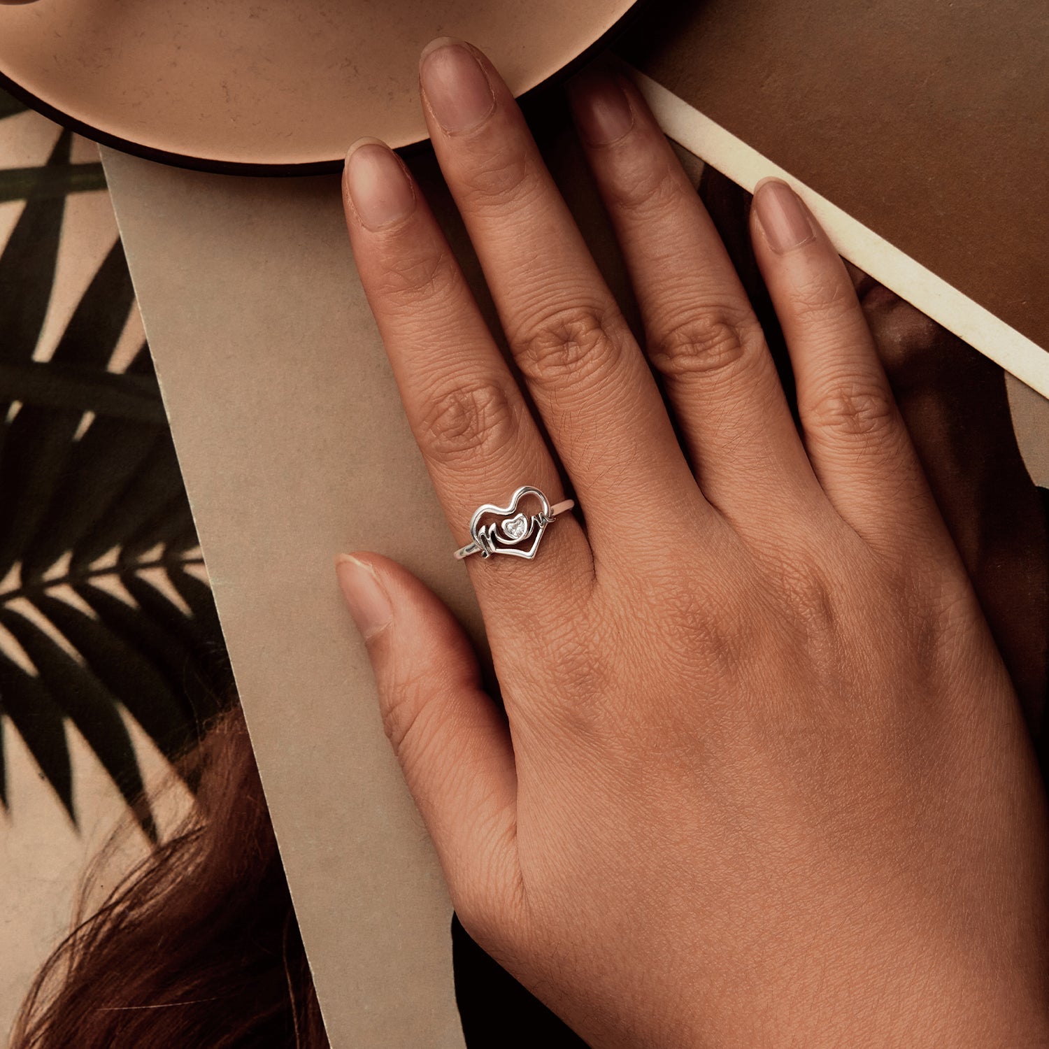 925 Sterling Silver Heart-shaped CZ Ring for Women