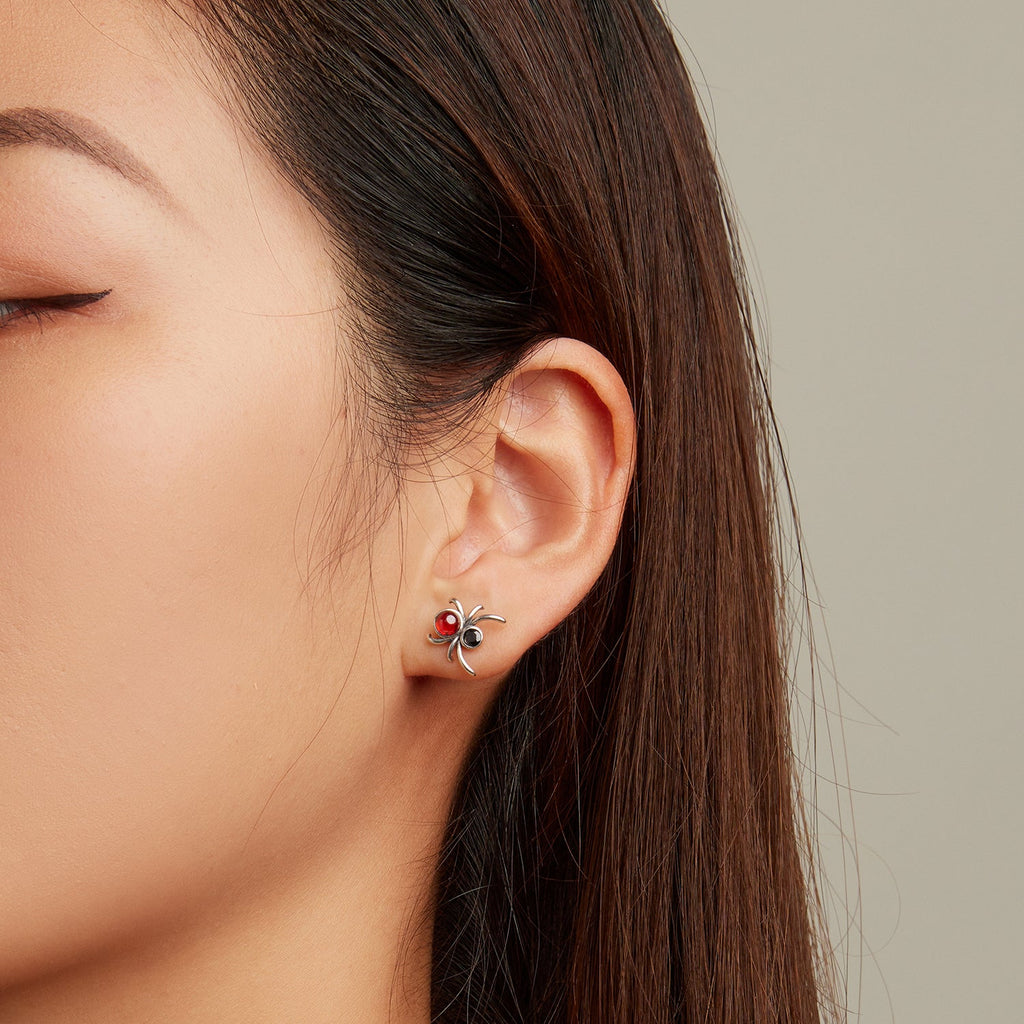 925 Sterling Silver Earrings with Pavé Setting CZ and Transparent Glass