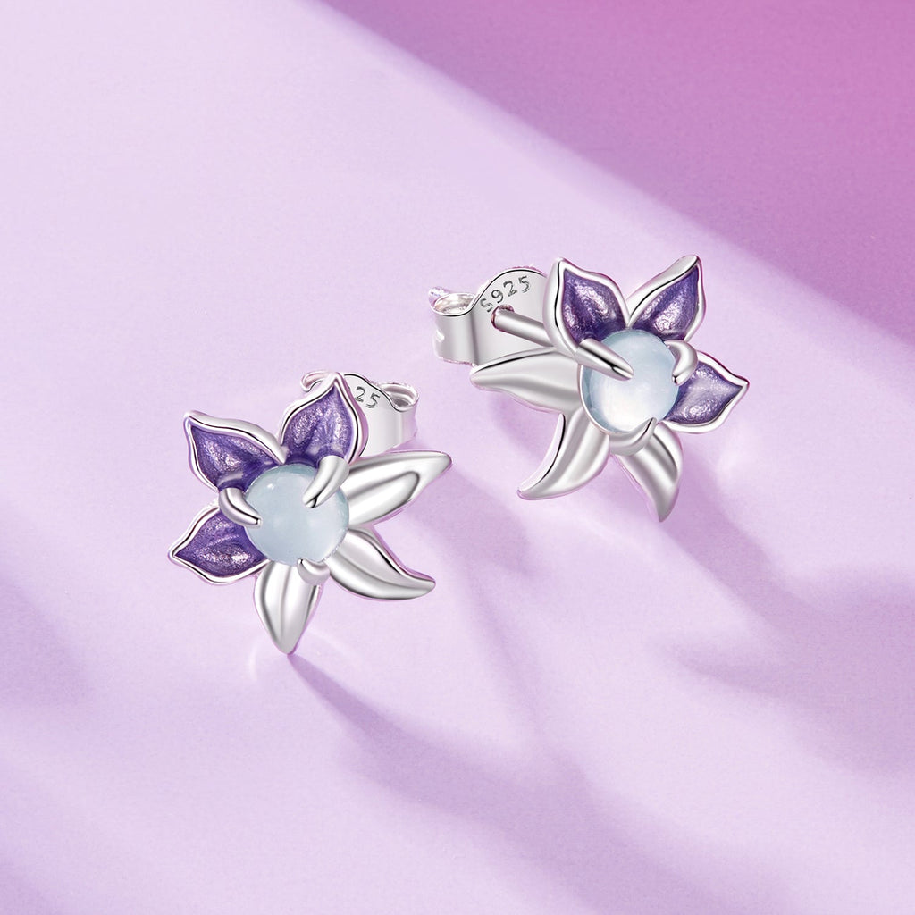 925 Sterling Silver Earrings with Enamel and Transparent Glass for Women