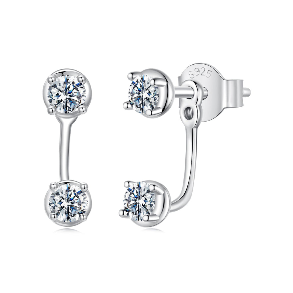 925 Sterling Silver White Gold Plated Moissanite Earrings 0.1 Carat for Women