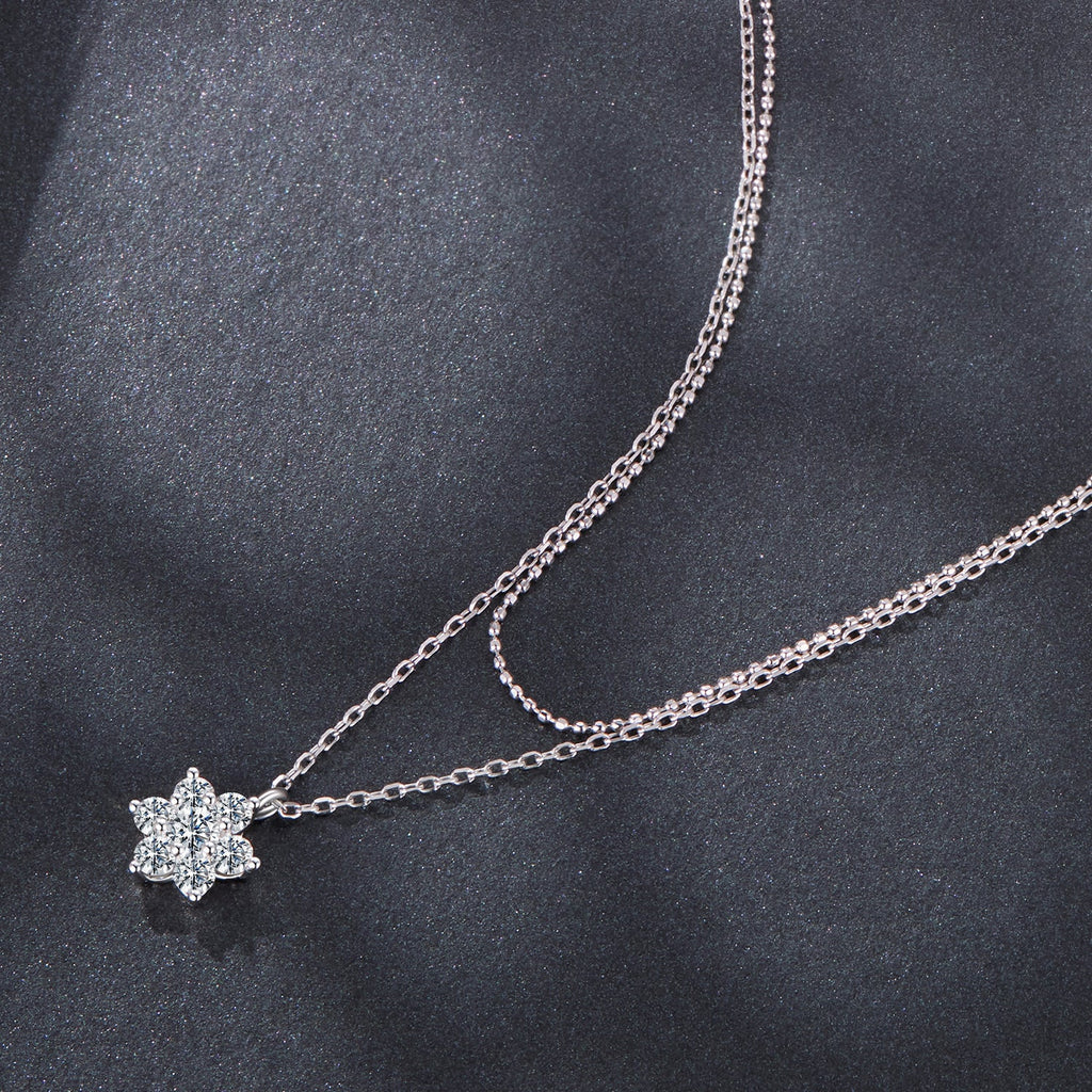 925 Sterling Silver 0.06 Carat & 0.20 Carat Moissanite Necklace with White Gold Plating for Women