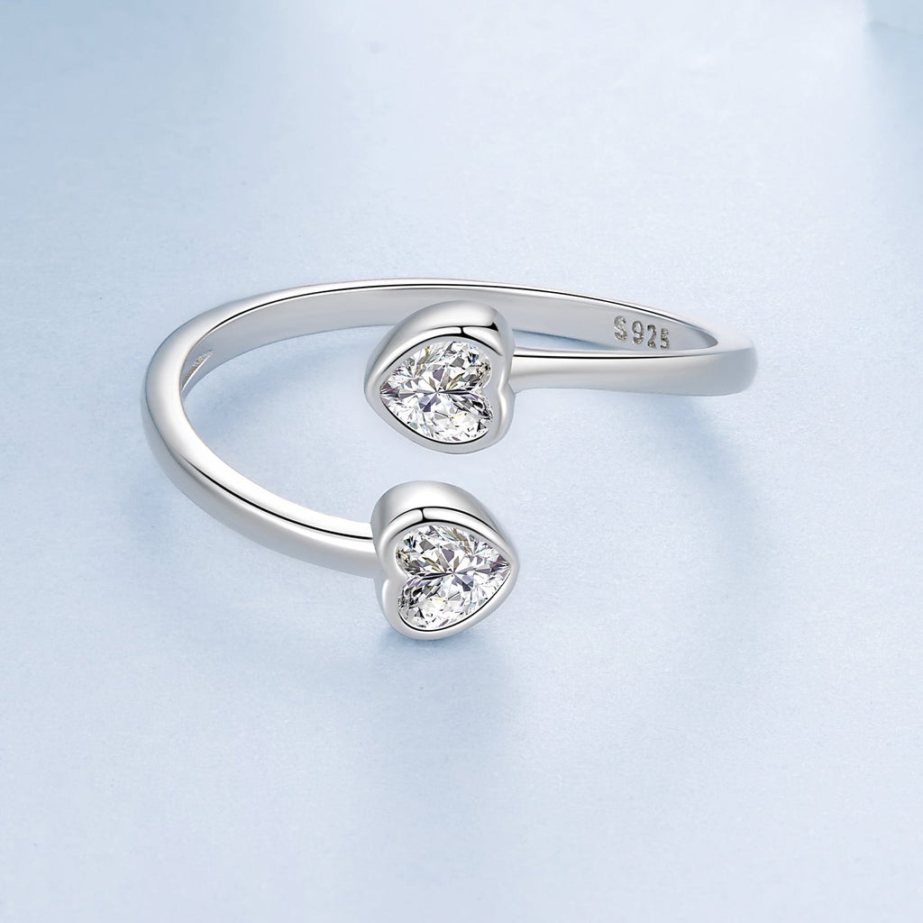 925 Sterling Silver Heart Shaped 0.17cm CZ Ring for Women