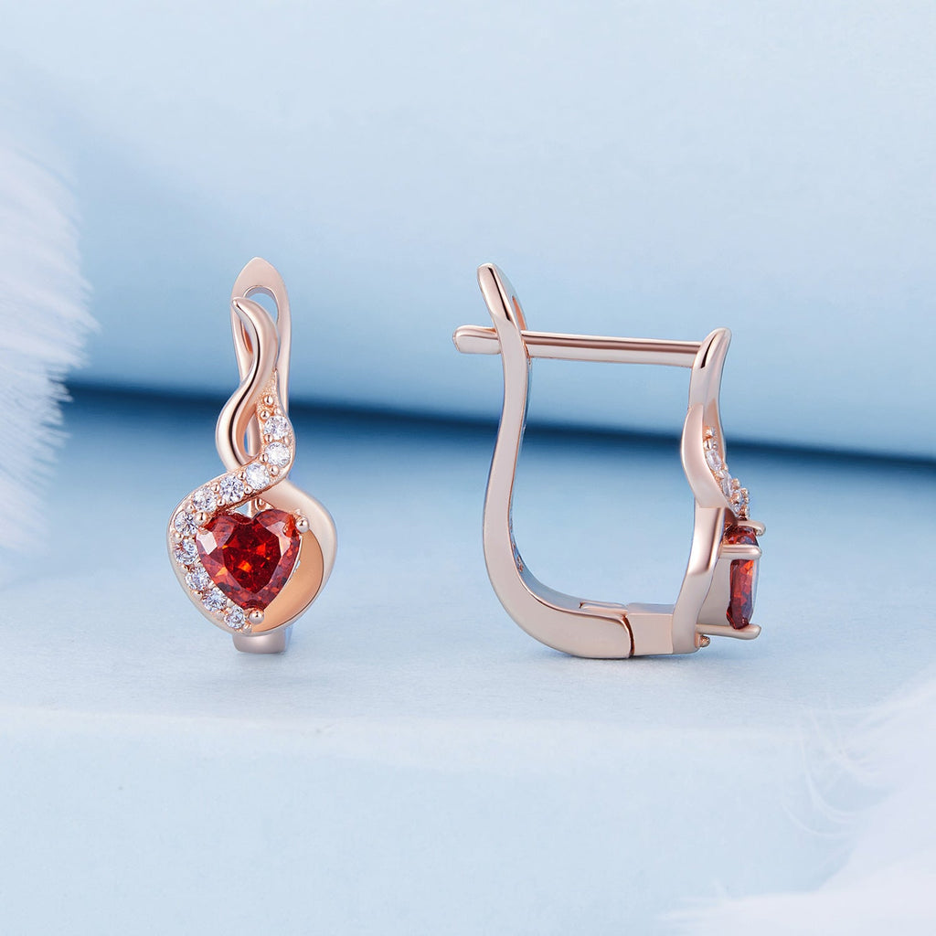 925 Sterling Silver Rose Gold Plated Earrings with CZ in Pavé Setting