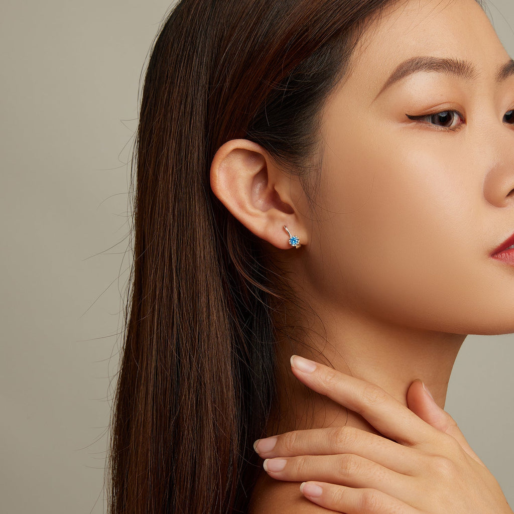925 Sterling Silver Earrings with Oxidized Finish and Pavé Setting