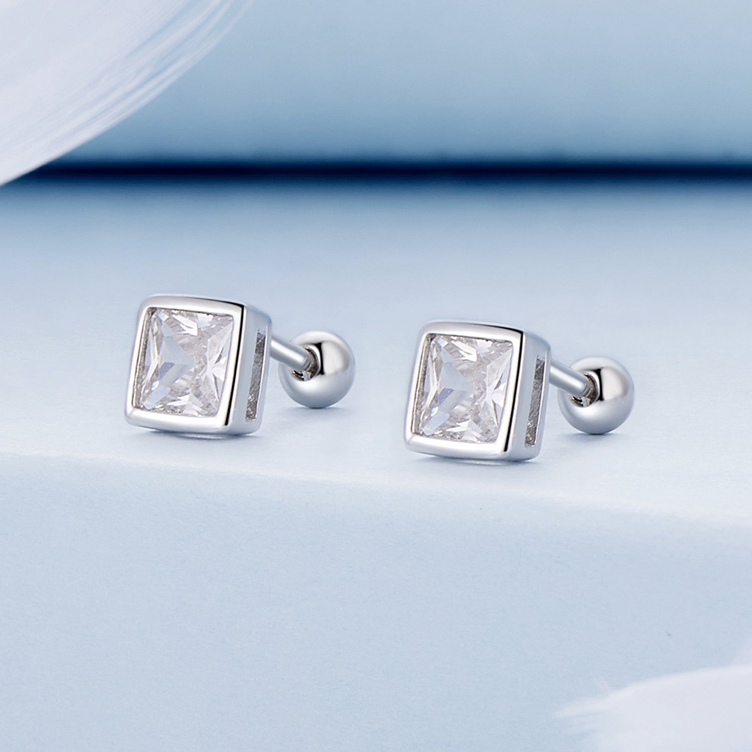 925 Sterling Silver 5mm Pavé Setting CZ Earrings for Women
