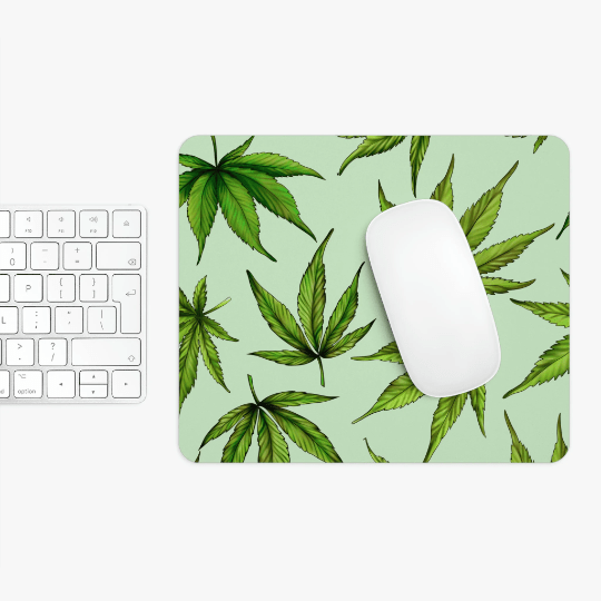Green Marijuana Leaves Mouse Pad