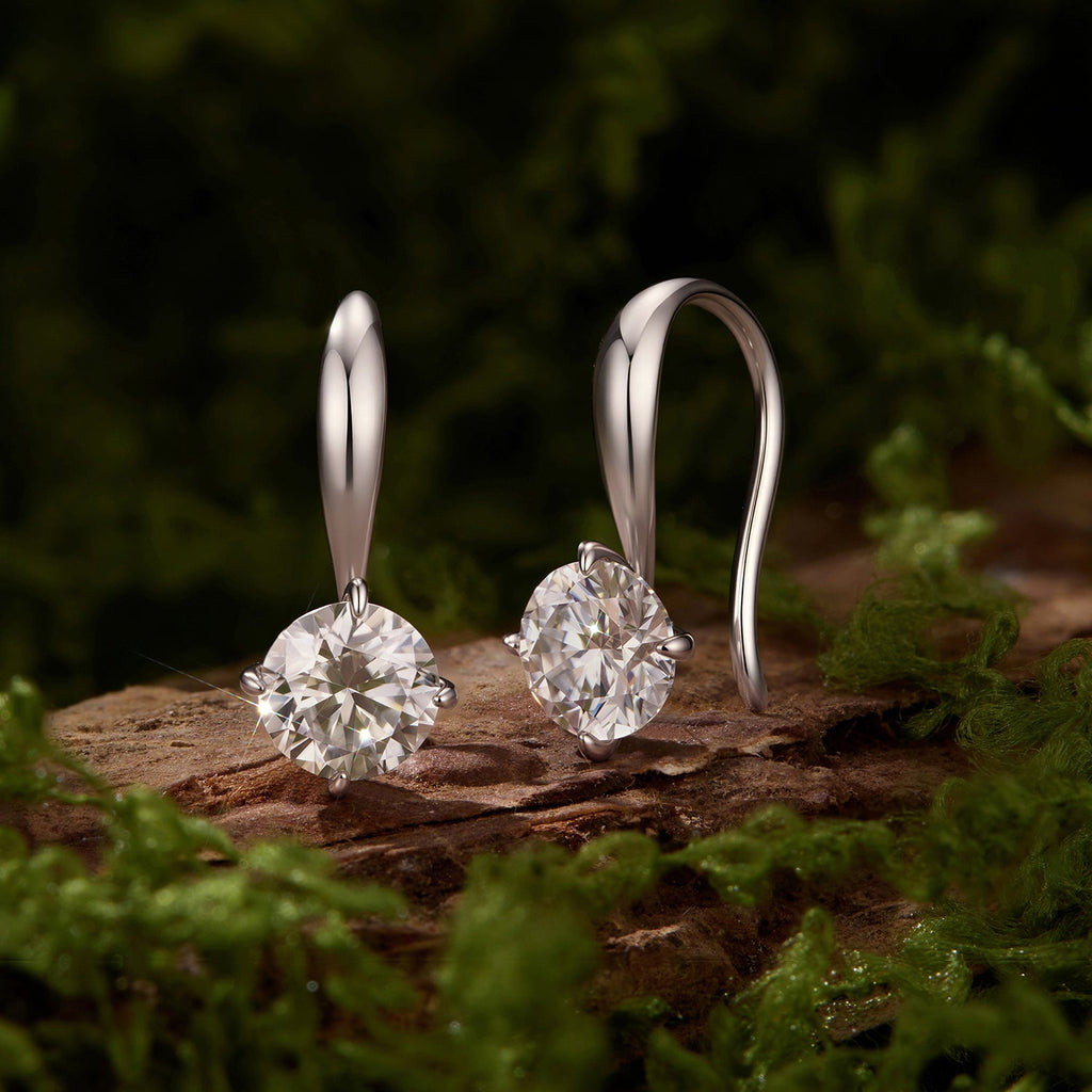 925 Sterling Silver White Gold Plated 0.5ct Moissanite 1.4x0.6cm Earrings for Women