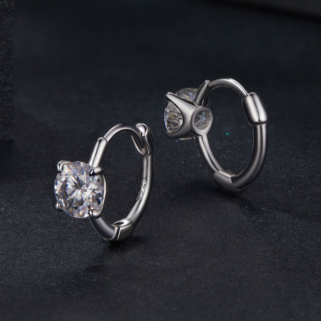 925 Sterling Silver & White Gold Plated 0.5 Carat Moissanite Earrings for Women