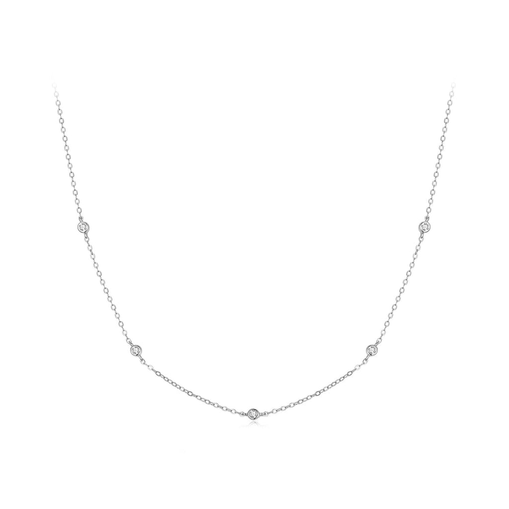 925 Sterling Silver White Gold Plated Adjustable Moissanite Necklace for Women