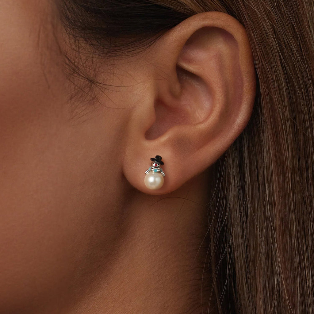 925 Sterling Silver White Gold Plated Quality Shell Pearl Earrings