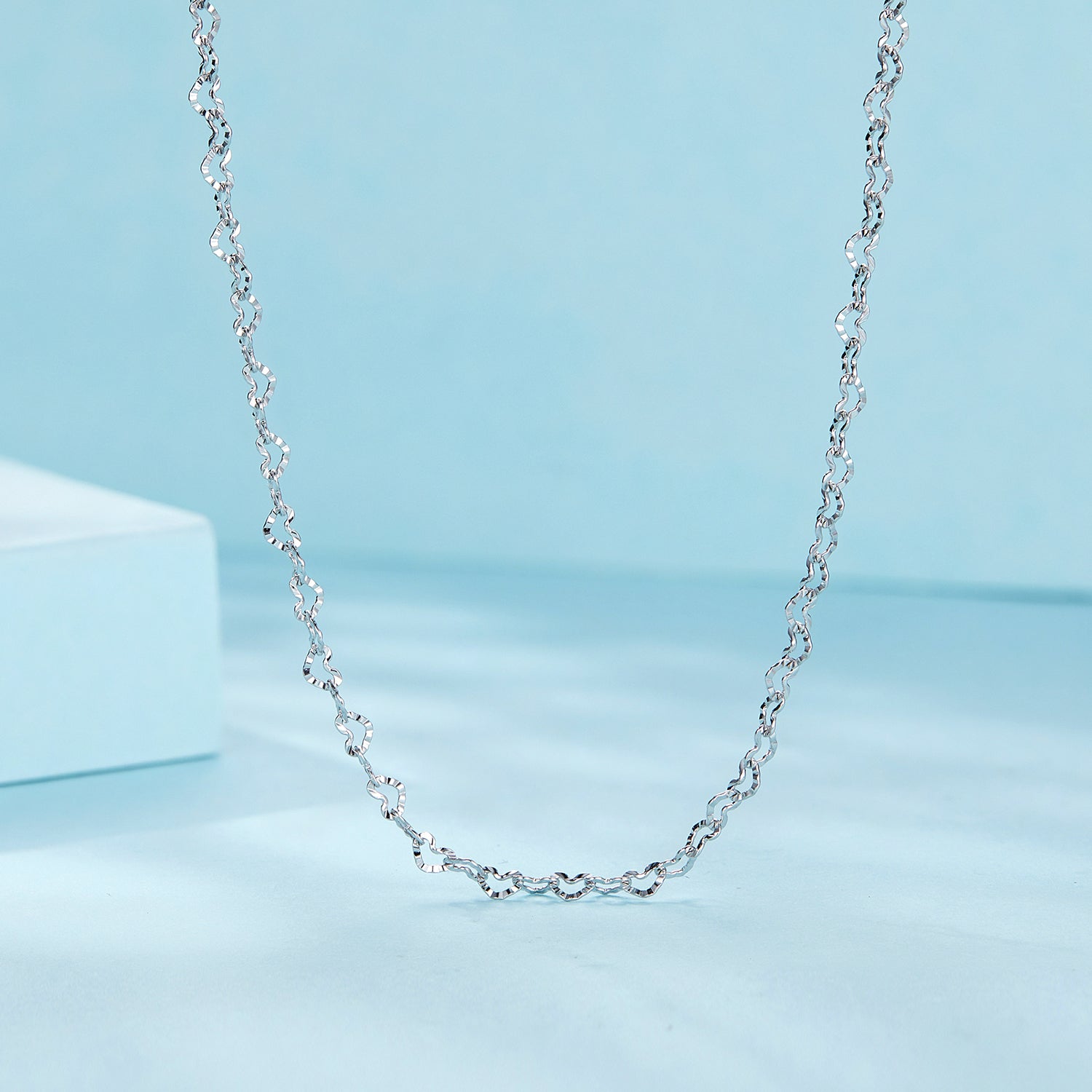 925 Sterling Silver Necklace with Platinum Plating, 395+55mm Length, 3.0mm Width for Women