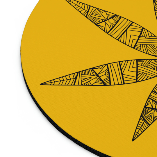 Tribal Weed Leaf Yellow Mouse Pad